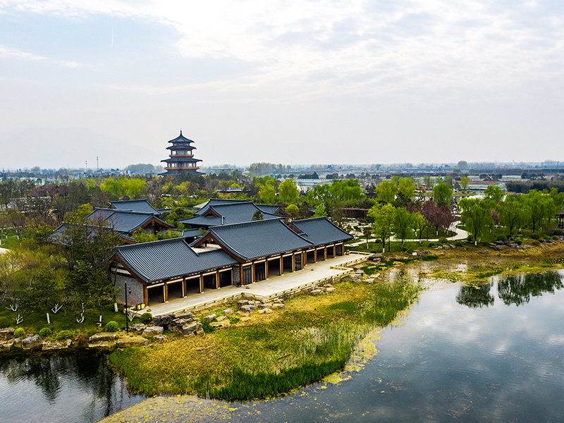 Edifício de estrutura de madeira do Lago Xi'an Meibei